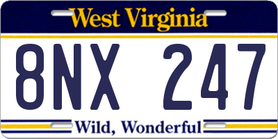 WV license plate 8NX247