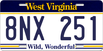 WV license plate 8NX251