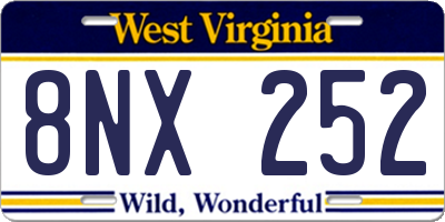 WV license plate 8NX252