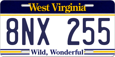 WV license plate 8NX255
