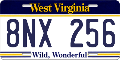 WV license plate 8NX256