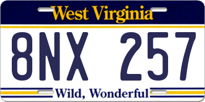 WV license plate 8NX257