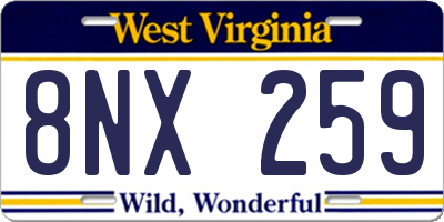 WV license plate 8NX259