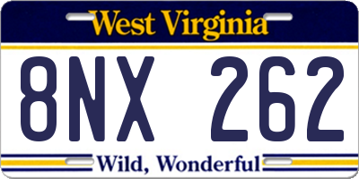 WV license plate 8NX262