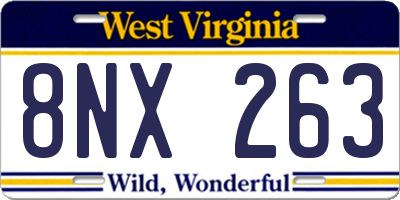 WV license plate 8NX263
