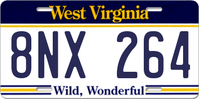 WV license plate 8NX264