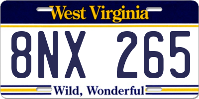 WV license plate 8NX265