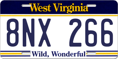 WV license plate 8NX266