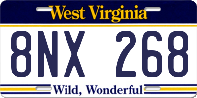 WV license plate 8NX268