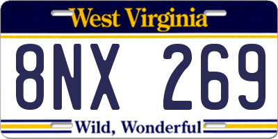 WV license plate 8NX269