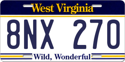 WV license plate 8NX270