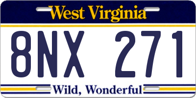 WV license plate 8NX271