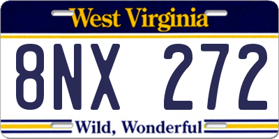 WV license plate 8NX272