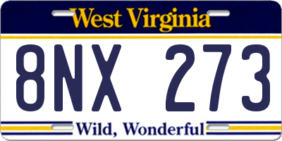WV license plate 8NX273