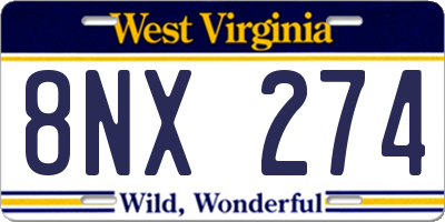 WV license plate 8NX274
