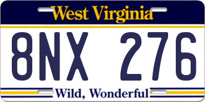 WV license plate 8NX276
