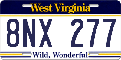 WV license plate 8NX277