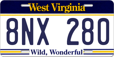 WV license plate 8NX280