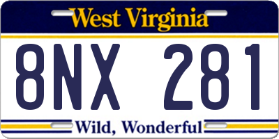 WV license plate 8NX281