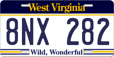 WV license plate 8NX282