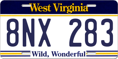 WV license plate 8NX283