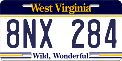 WV license plate 8NX284