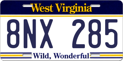 WV license plate 8NX285