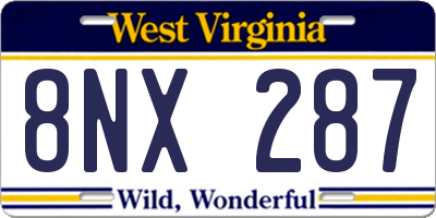 WV license plate 8NX287