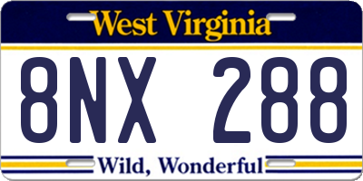 WV license plate 8NX288