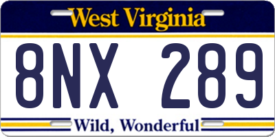 WV license plate 8NX289