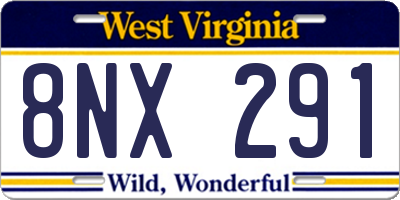 WV license plate 8NX291