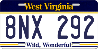 WV license plate 8NX292