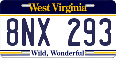 WV license plate 8NX293