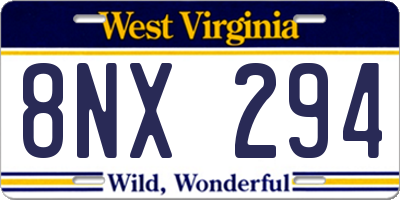 WV license plate 8NX294