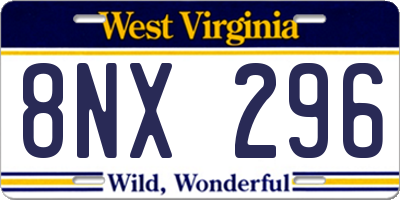 WV license plate 8NX296