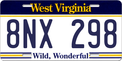 WV license plate 8NX298