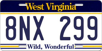WV license plate 8NX299