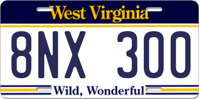 WV license plate 8NX300