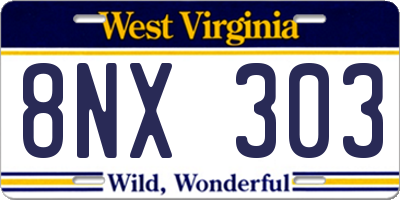 WV license plate 8NX303