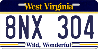 WV license plate 8NX304