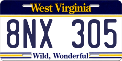 WV license plate 8NX305