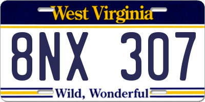 WV license plate 8NX307