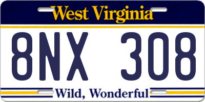 WV license plate 8NX308