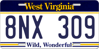 WV license plate 8NX309