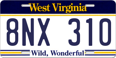 WV license plate 8NX310