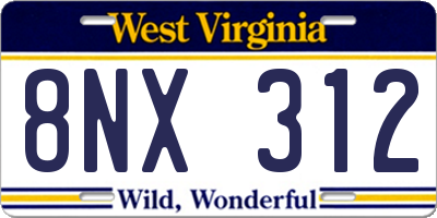 WV license plate 8NX312