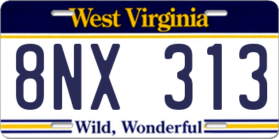 WV license plate 8NX313