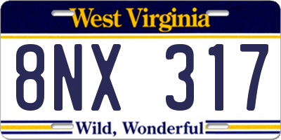 WV license plate 8NX317