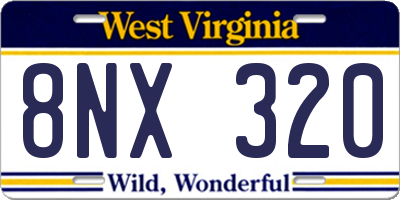 WV license plate 8NX320