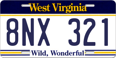 WV license plate 8NX321